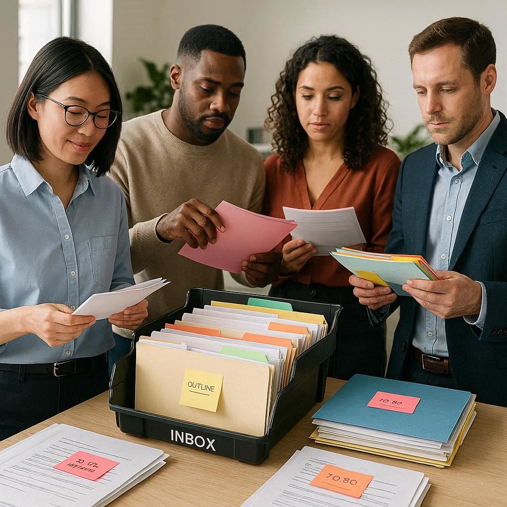 Unterlagen sortieren Eingangskorb System