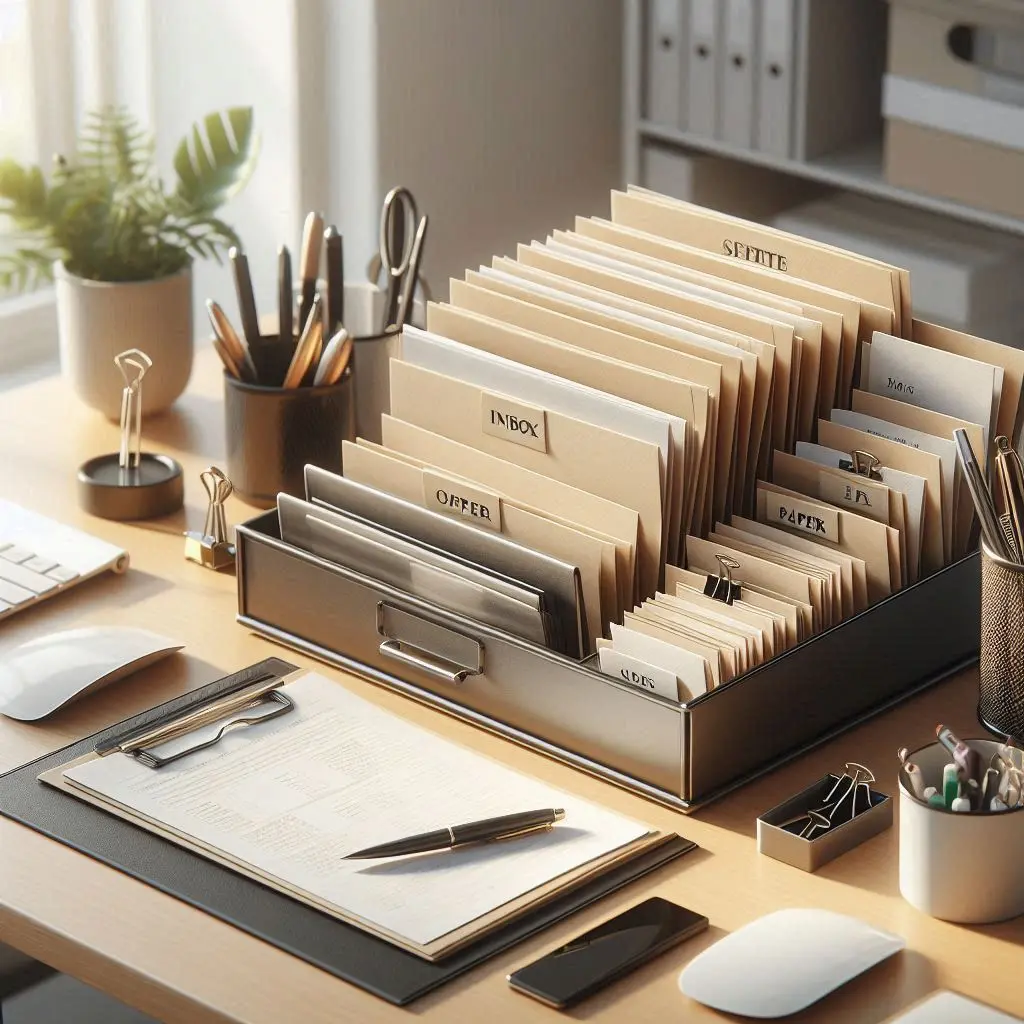 Papierkram ordnen Eingangskorb System