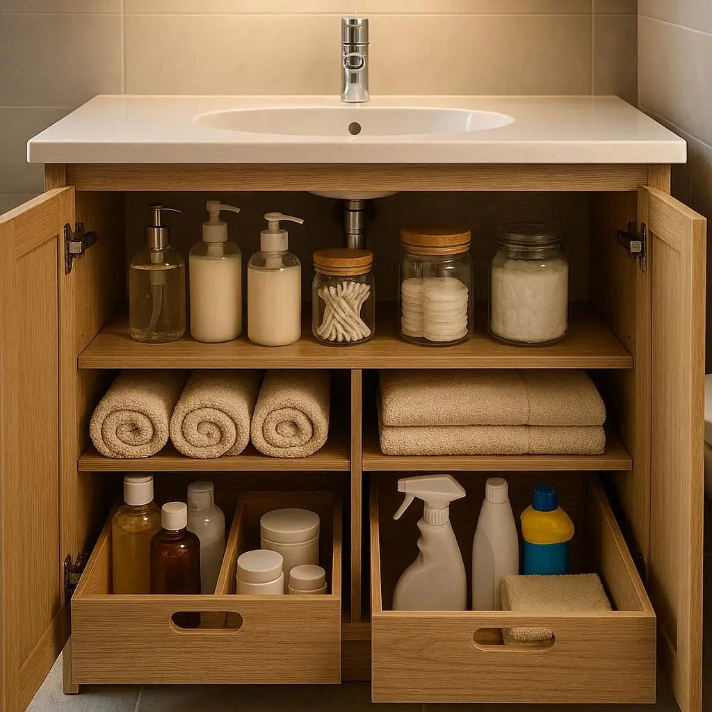 Badezimmer Unterschrank organisieren Ergebnis