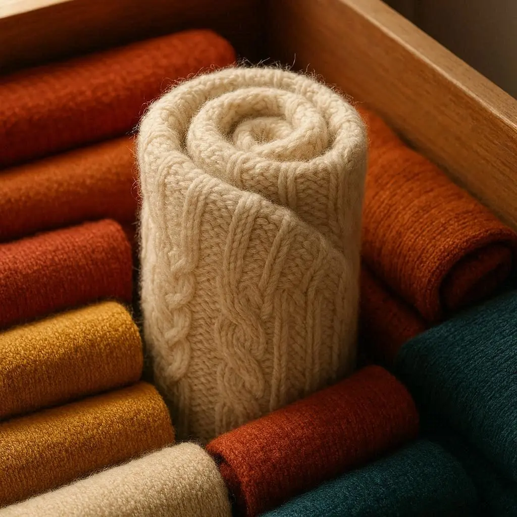 Pullover platzsparend lagern rollen Schublade