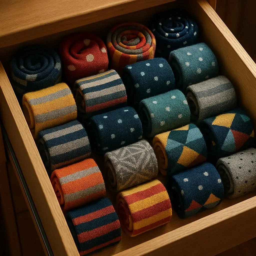 Socken ordentlich sortieren falten Methode