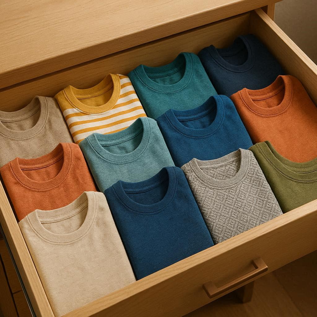 Kleidung falten platzsparend T-Shirt Technik 