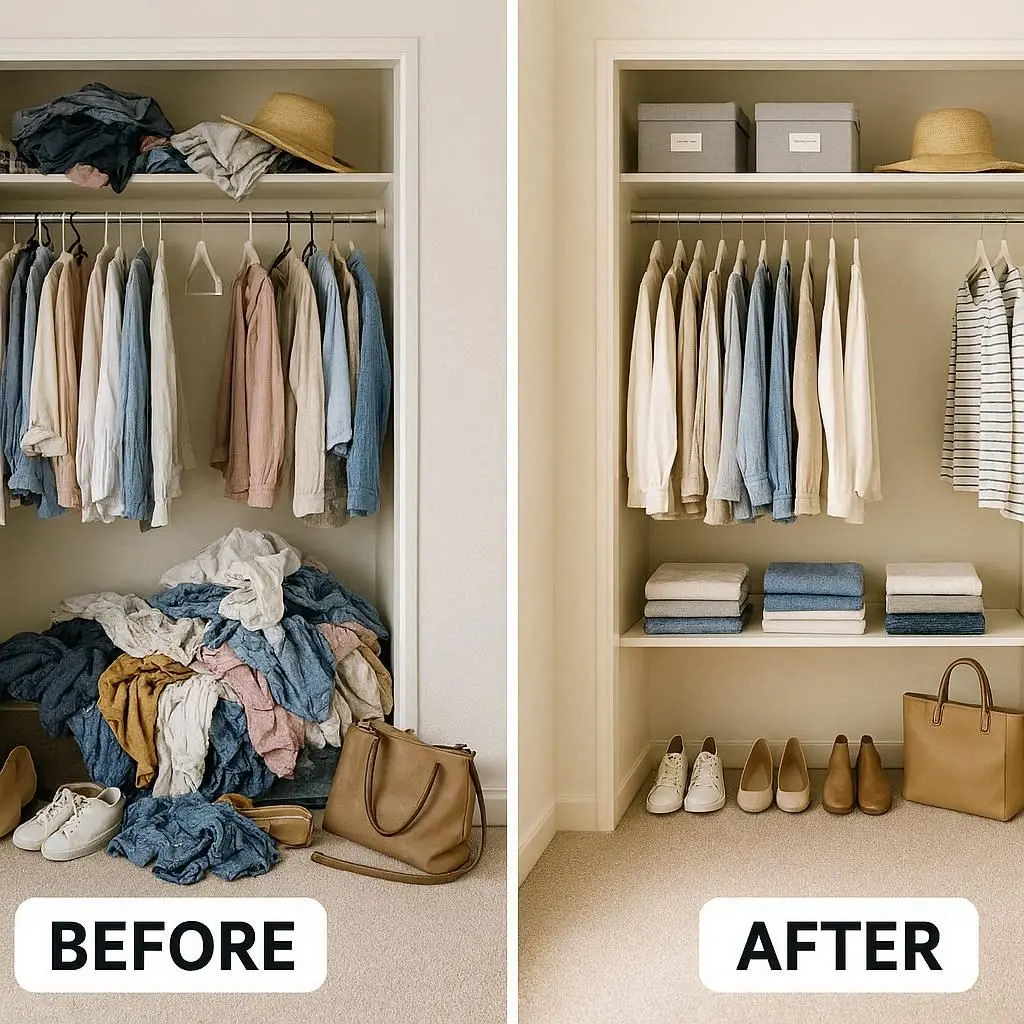 Kleiderschrank ausmisten 2026 vorher nachher