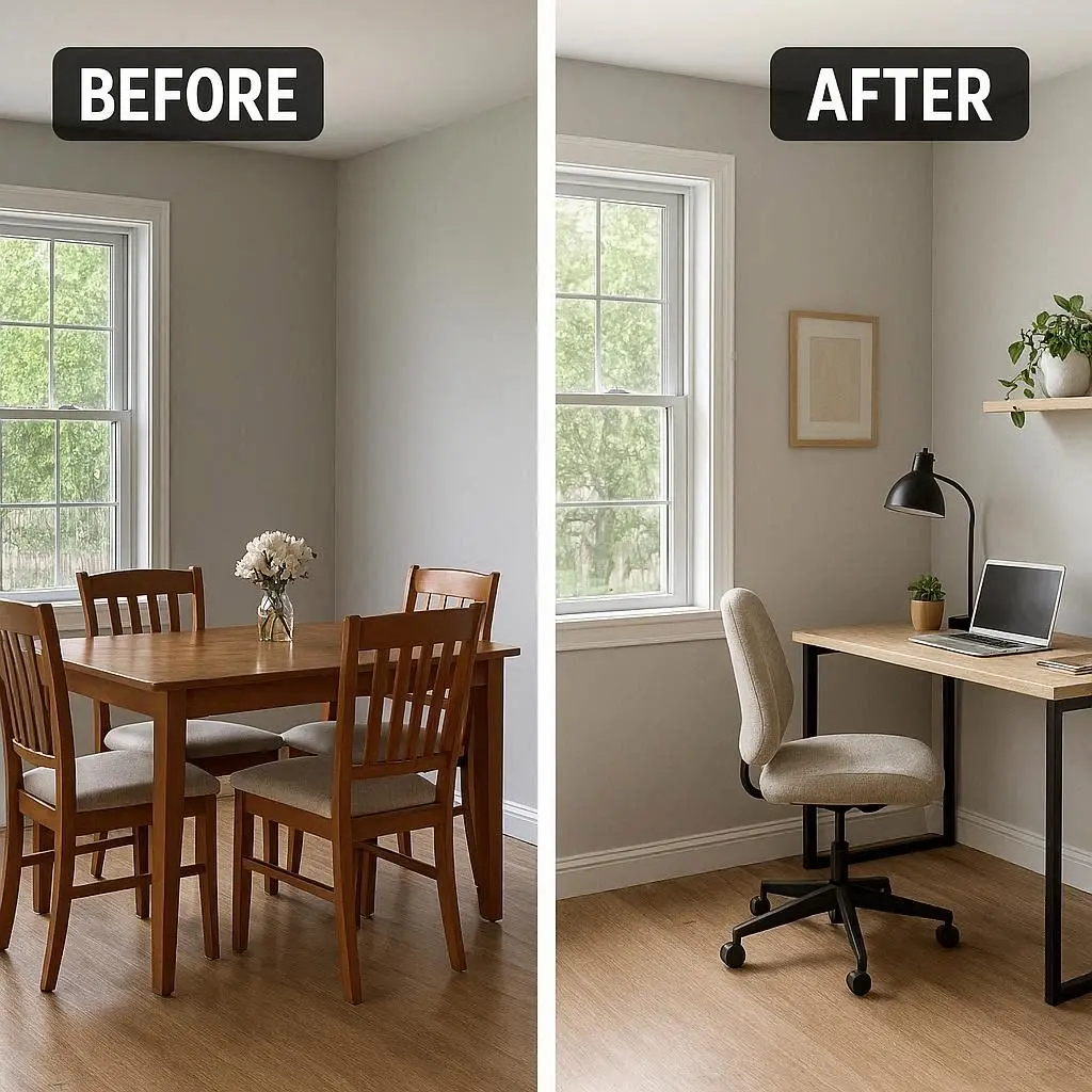 Home Office einrichten vorher nachher