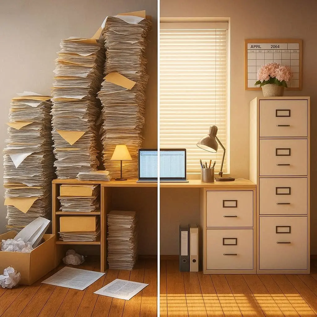 Unterlagen sortieren vorher nachher