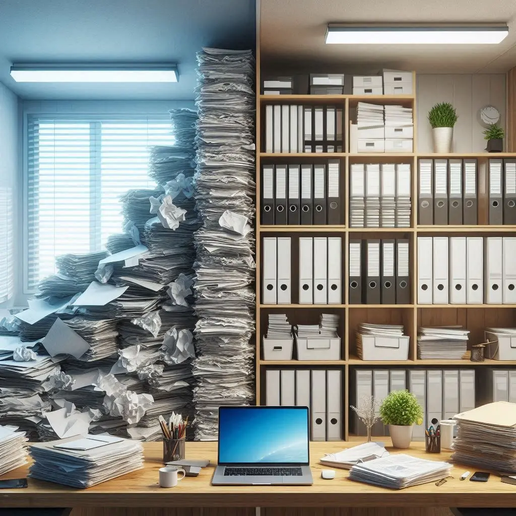 Papierkram ordnen vorher nachher