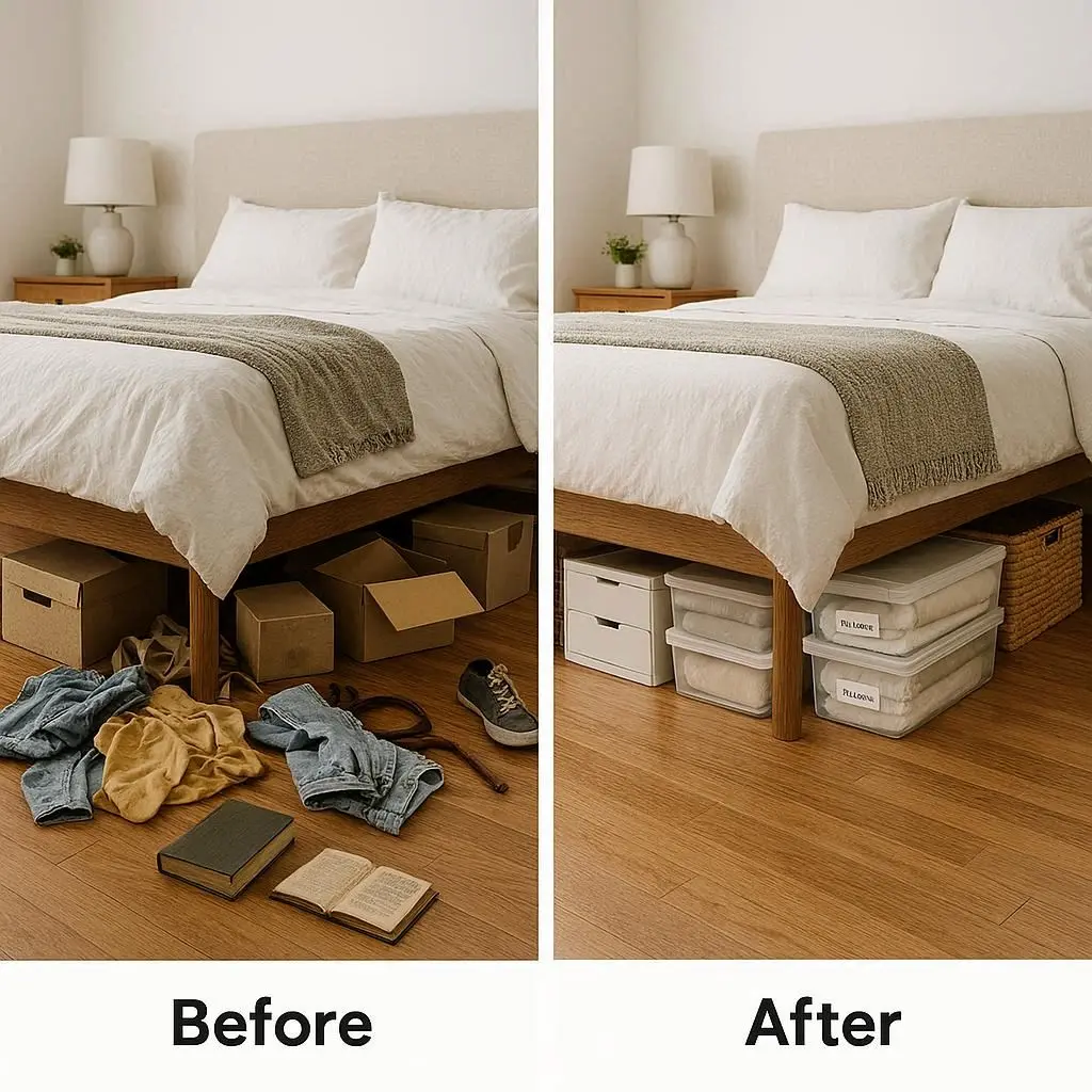 Unterbett Aufbewahrung vorher nachher