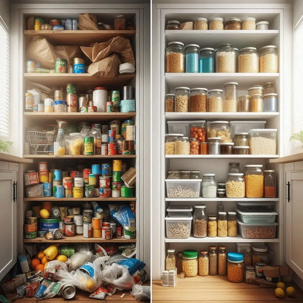 Vorratsschrank organisieren Tipps vorher nachher Ergebnis