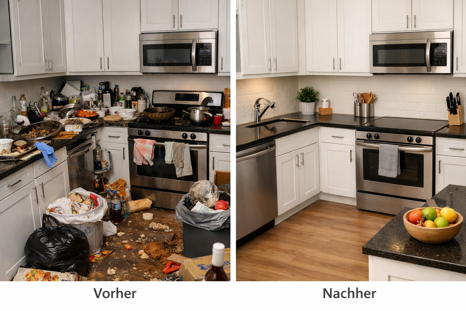 Vorher Nachher Küche – unordentliche Küche wird sauber und organisiert