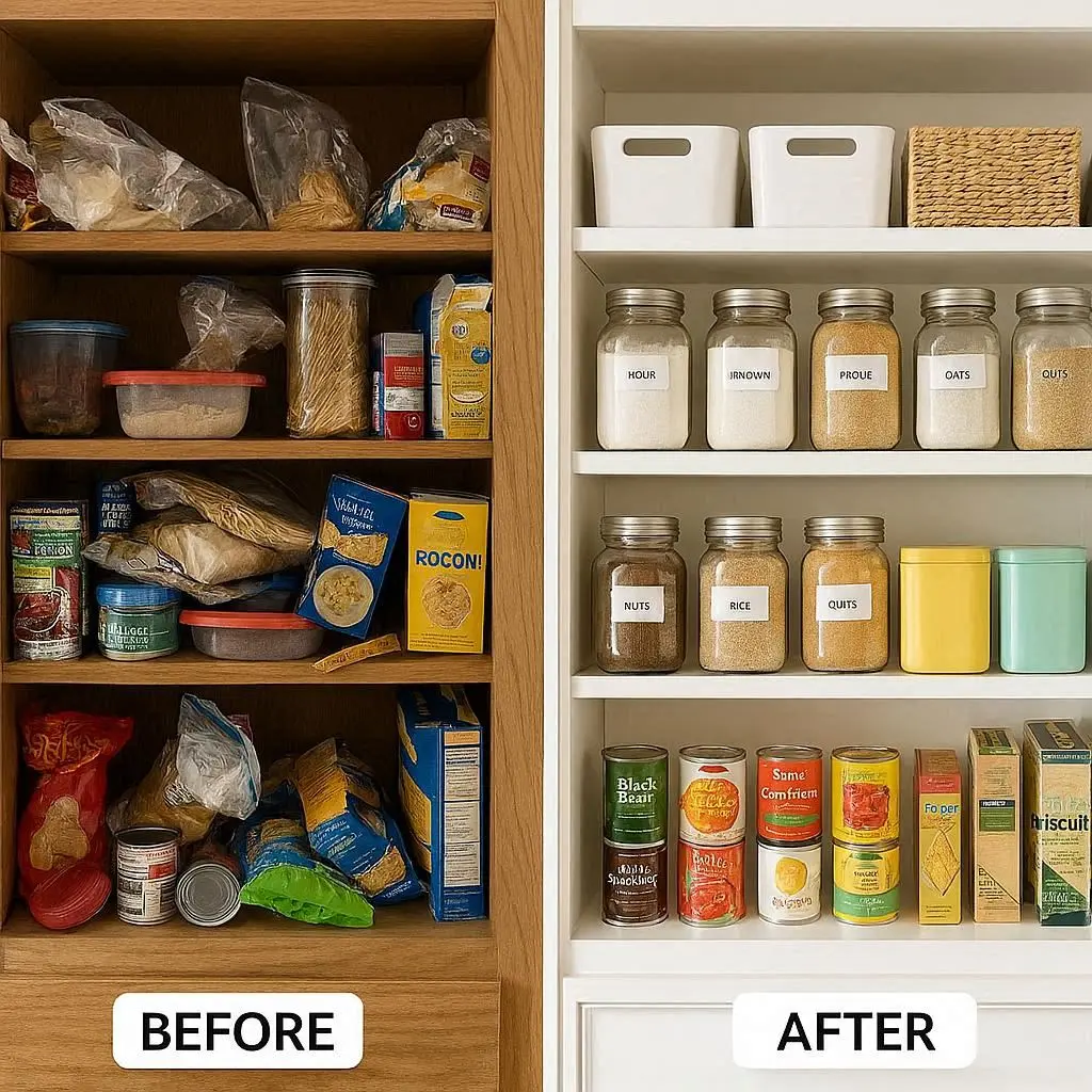 Lebensmittelschrank organisieren vorher nachher