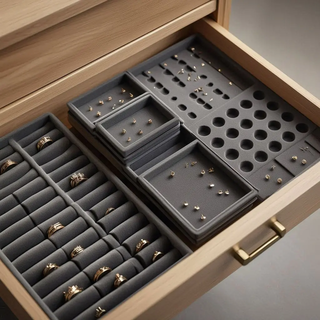 Schmuck platzsparend Organizer Schublade Ringe Ohrstecker