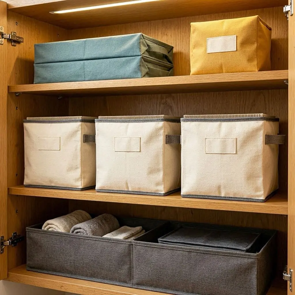 Schrank Organizer Stoff Boxen faltbar Kleiderschrank grau