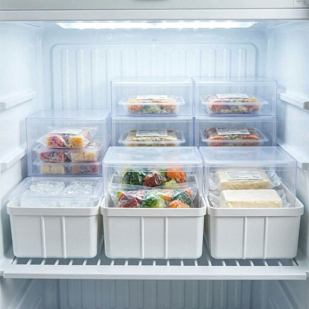 Tiefkühlschrank Organizer Fach Metallkörbe stapelbar Gefrierschrank