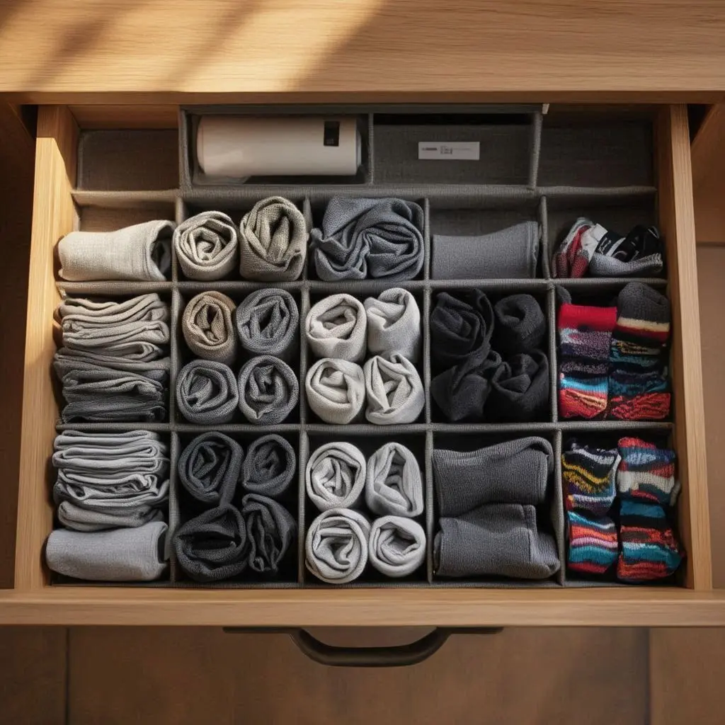 Socken ordentlich aufbewahren mit Organizer in Schublade